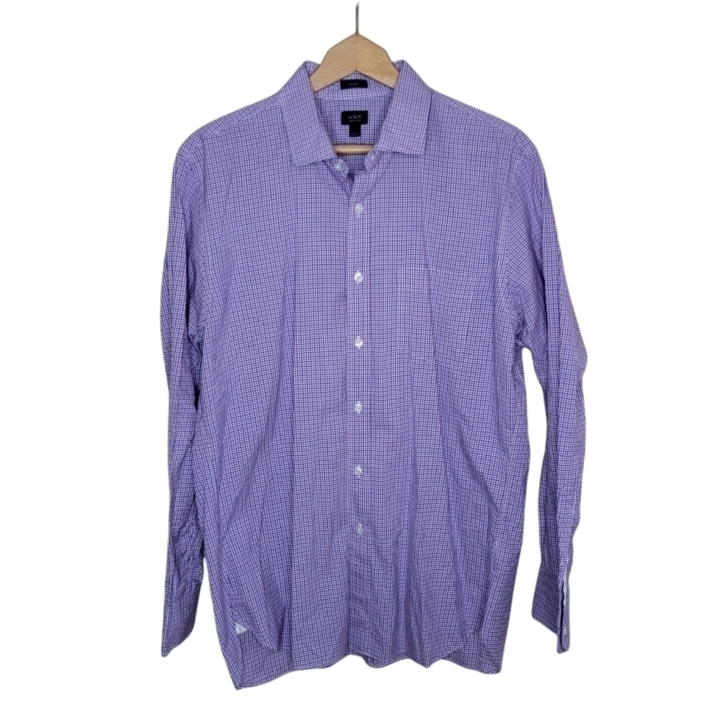 J. Crew Ludlow 120s 2 Ply Pink Blue White Gingham Plaid Button Down Shirt Large